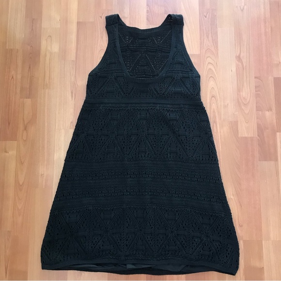 ZARA | Crochet Knit Mini Black Dress Size L - Picture 16 of 16